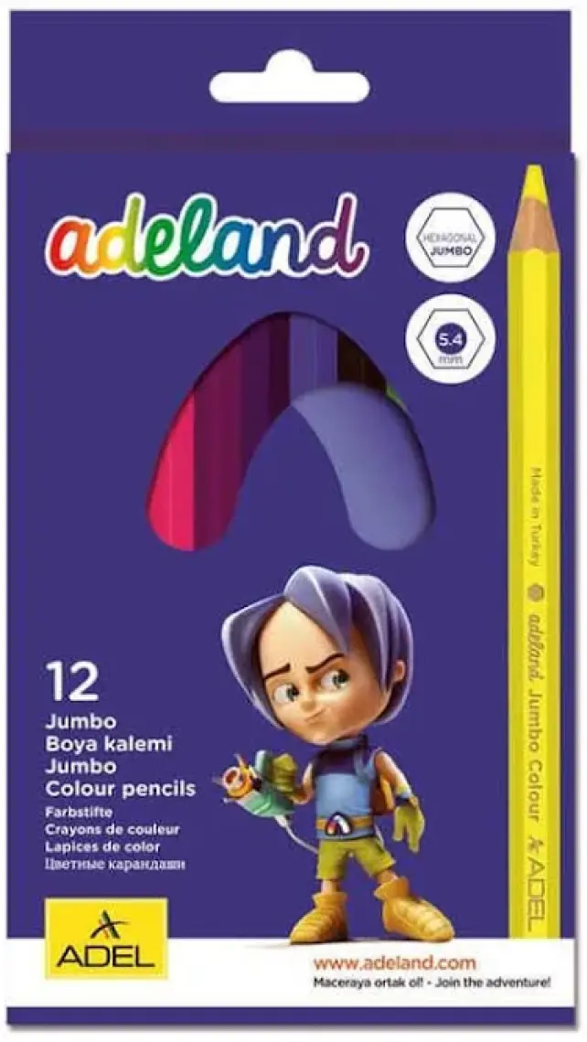 Adel Jumbo Hexa Boya Kalemi 12 Renk Tam Boy