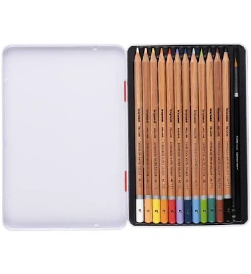Bruynzeel Expression Aquarelle  Kuru-Sulu Boya Kalem Seti  12 Renk Metal Kutu