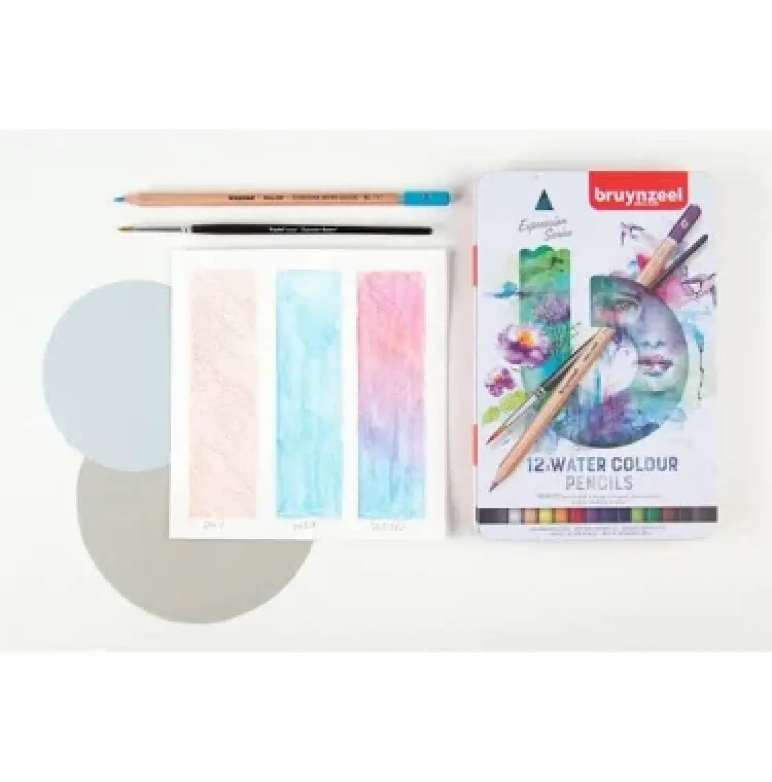 Bruynzeel Expression Aquarelle  Kuru-Sulu Boya Kalem Seti  12 Renk Metal Kutu