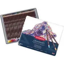 Derwent Coloursoft Pencil 24'lü Teneke Kutu (Yumuşak Kuru Boya Kalemi)