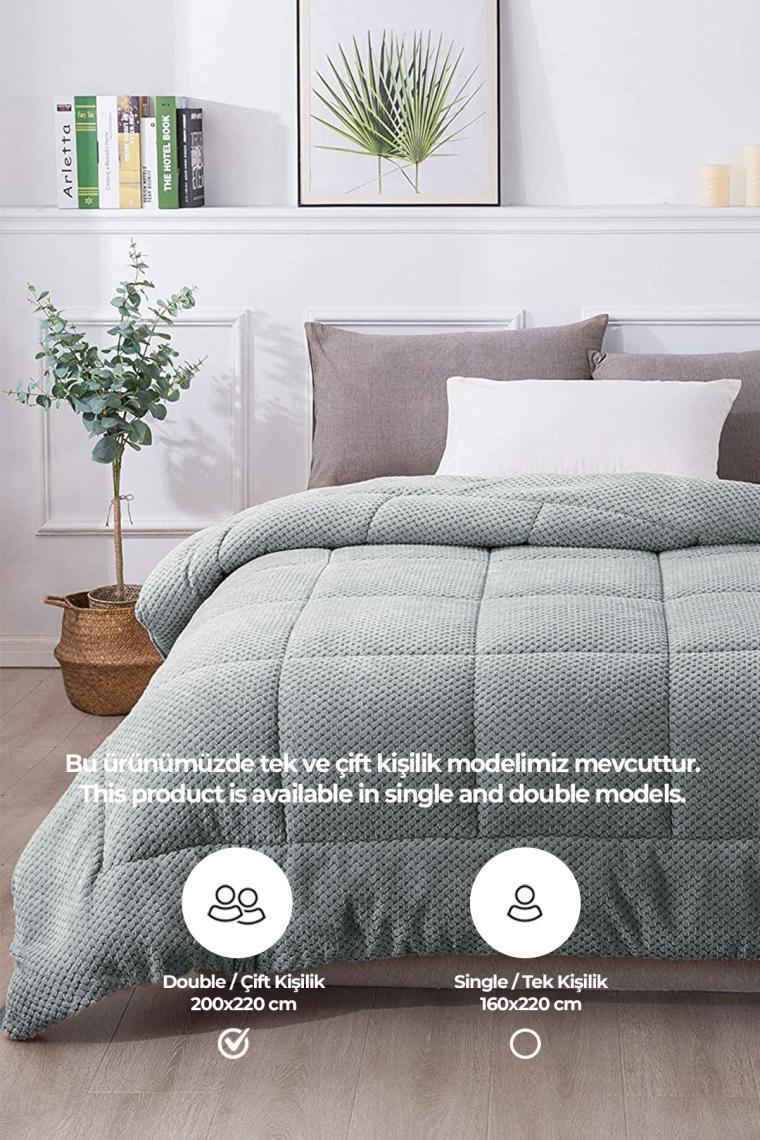 Evlen Home Collection Ultra Yumuşak Çift Taraflı Wellsoft Peluş Yorgan Çift Kişilik Yıkanabilir (Battaniye / Nevresim) 200 x 220 cm