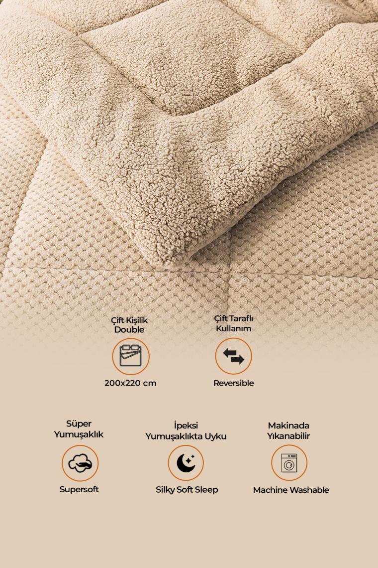 Evlen Home Collection Ultra Yumuşak Çift Taraflı Wellsoft Peluş Yorgan Çift Kişilik (Battaniye / Nevresim) 200X220 cm