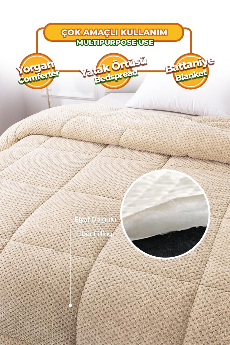 Evlen Home Collection Ultra Yumuşak Çift Taraflı Wellsoft Peluş Yorgan Çift Kişilik (Battaniye / Nevresim) 200X220 cm