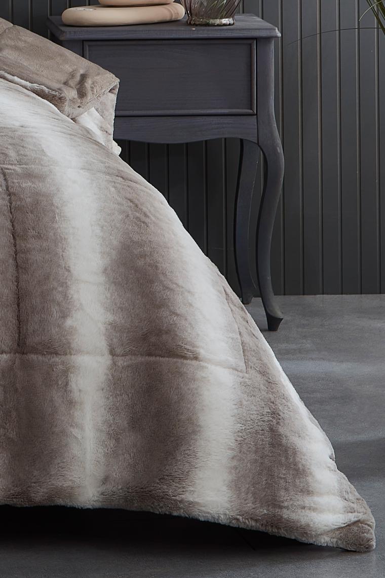 Evlen Home Collection Çift (Taraflı) Kişilik Kürk Yorgan Dolgulu Peluş Yumuşak Kışlık Yatak Örtüsü 1 Parça Set Mendy
