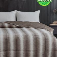 Evlen Home Collection Çift (Taraflı) Kişilik Kürk Yorgan Dolgulu Peluş Yumuşak Kışlık Yatak Örtüsü 1 Parça Set Mendy