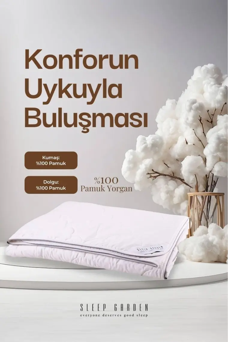 Sleep Garden Doğal %100 Pamuk Tek Kişilik Lüks Yorgan