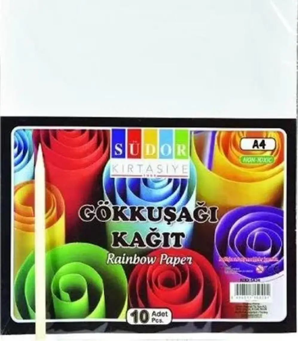 Südor 10 Adet Renkli A4 Boyutunda Gökkuşağı Desenli Kazımalı Sihirli Kağıt