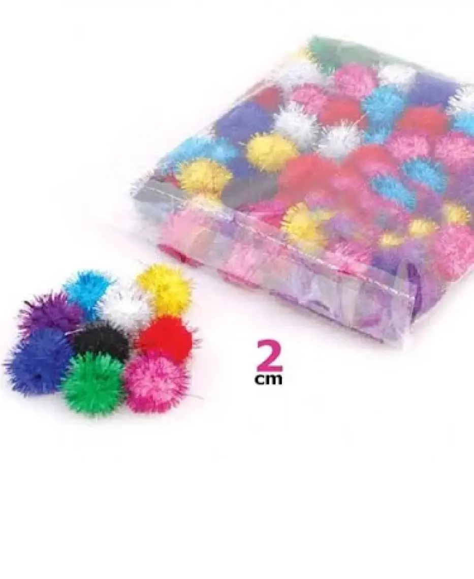 Nova Color Pon Pon Simli 20 mm Karışık Renk Simli 100LÜ (NC-884)