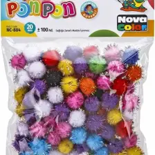 Nova Color Pon Pon Simli 20 mm Karışık Renk Simli 100LÜ (NC-884)
