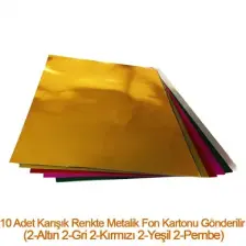 Puti Metalik Fon Kartonu 25X35 Cm 10 Lu Karışık