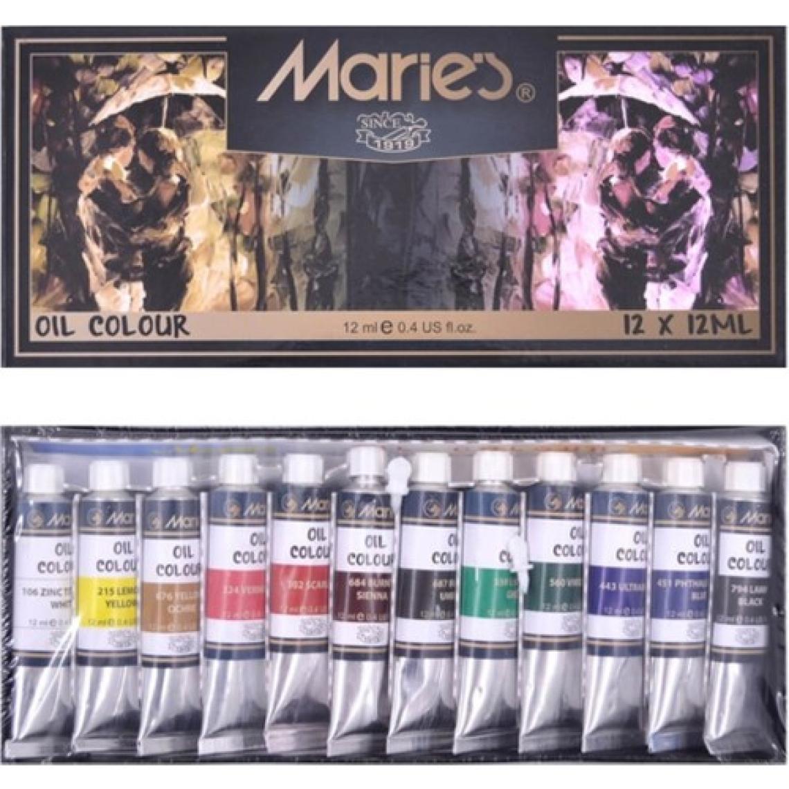 Maries 12 Renk Yağlı Boya Seti (E1381B) – Sanatçılar ve Hobi Resim Çalışmaları için Profesyonel Kalite