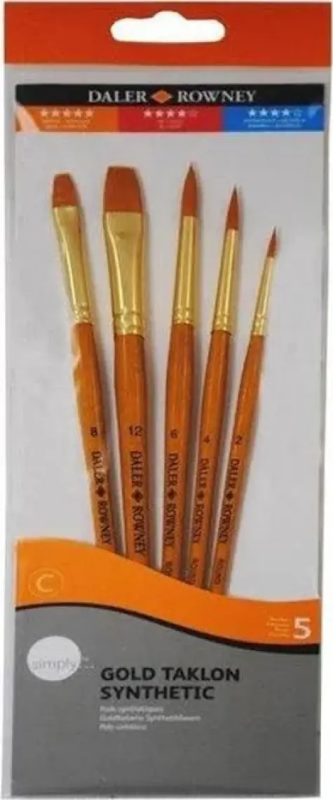 Daler Rowney Simply Gold Taklon Synthetic 5li Fırça Seti KOD:502