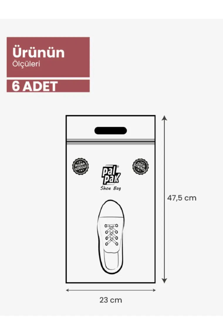 Palpak Tekli Paketlemeye Uygun Pudra Kokulu Ayakkabı Taşıma ve Saklama Poşeti-6'lı