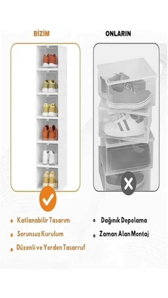 Active Team OG01 - Katlanabilir Ayakkabı Rafı | Kolay Kurulum, Modüler, Kapaklı, İstifleme İçin Uygun Kutu