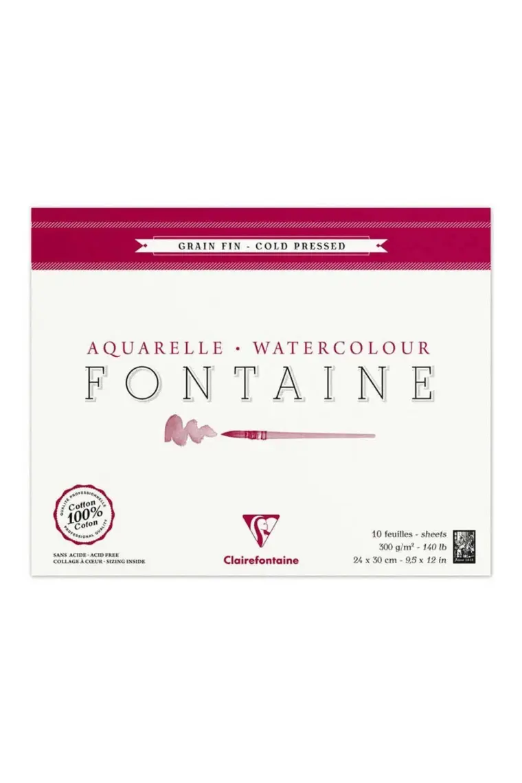 Clairefontaine Fontaine 24x30 cm 10 Sayfa Kenarı Yapışkanlı Suluboya Bloğu FT96414