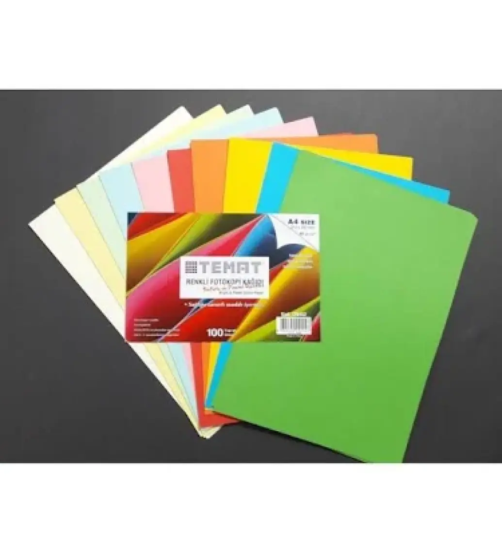 Temat A4 Fotokopi Kağıdı 5*10=50 Adet Karışık Renk