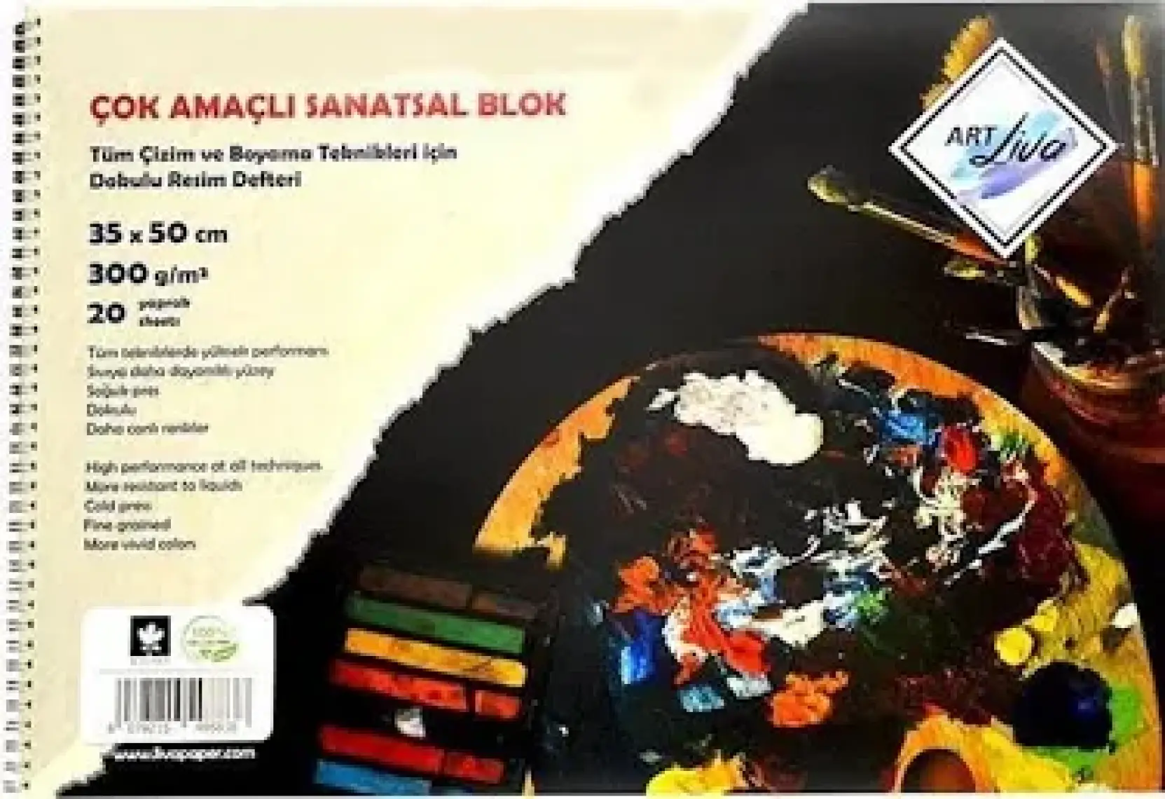 Art Liva Sulu Teknik Sanatsal Resim Defteri 35 x 50 cm