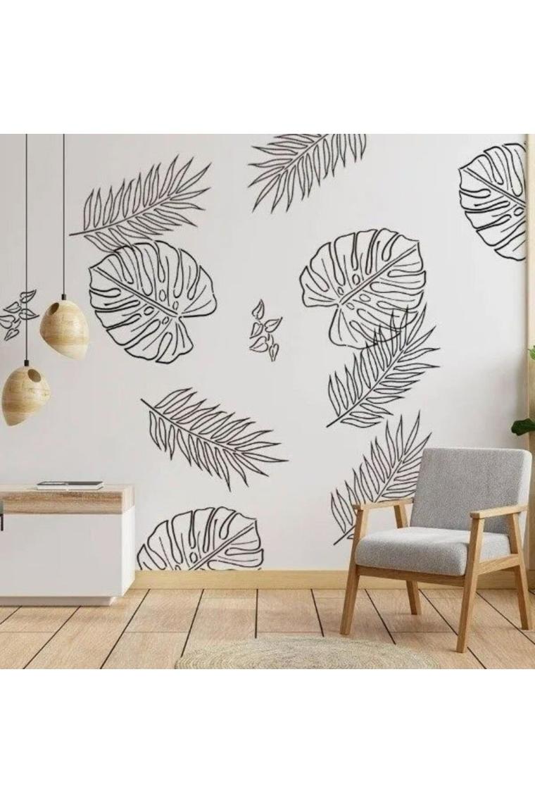 Yaprak Desen -3 Stencil Boyama Şablonu 50x70 cm, Duvar Stencil, Fayans Stencil, Mobilya Stencil