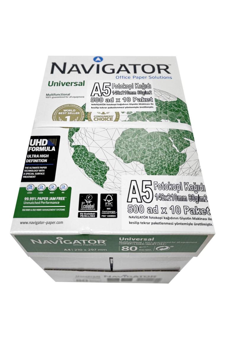 Navigator  A5 (148X210MM) Navigatör Yarım Boy Fotokopi Kağıdı 500 Ad x 10 Paket