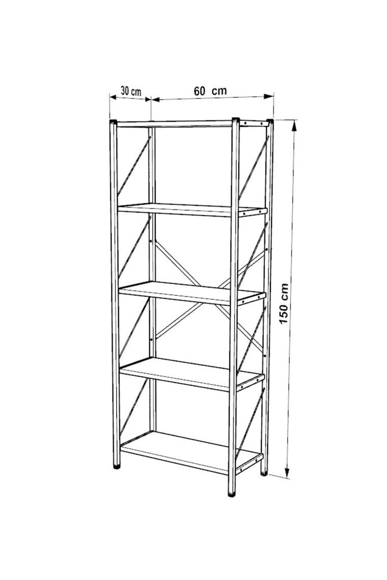 Yelken Metal Mobilya Ceviz Kitaplık 5 Raflı 150  cm