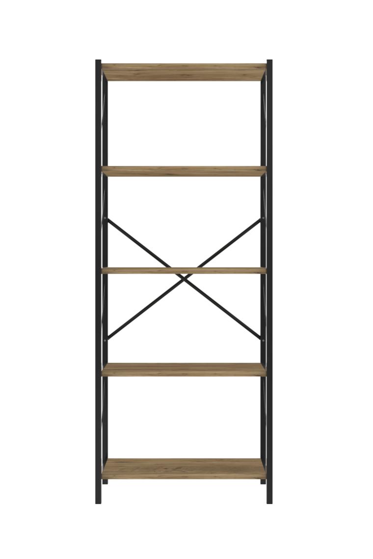 Yelken Metal Mobilya Ceviz Kitaplık 5 Raflı 150  cm
