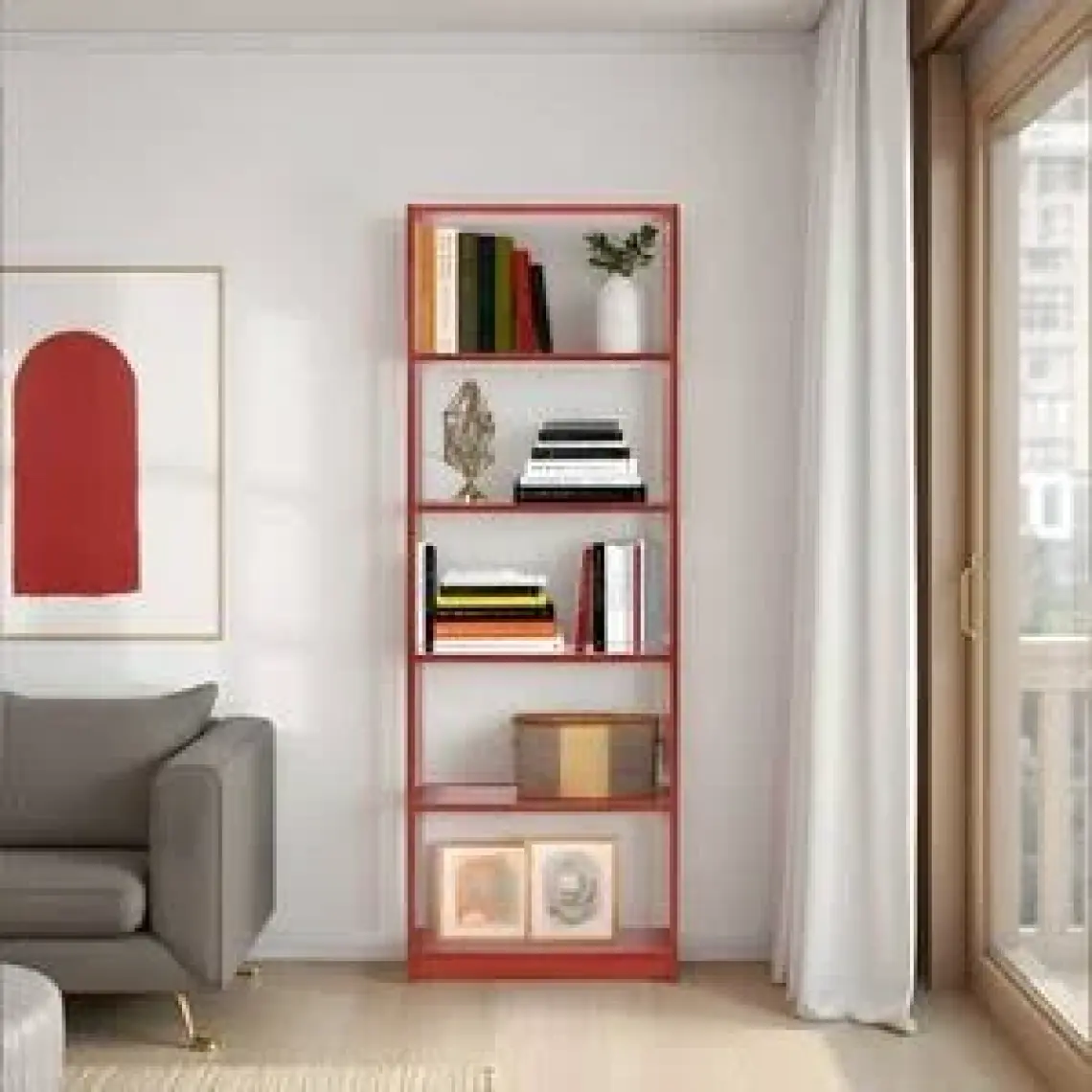 Adore Max 5 Raflı Kitaplık - Kırmızı Renk