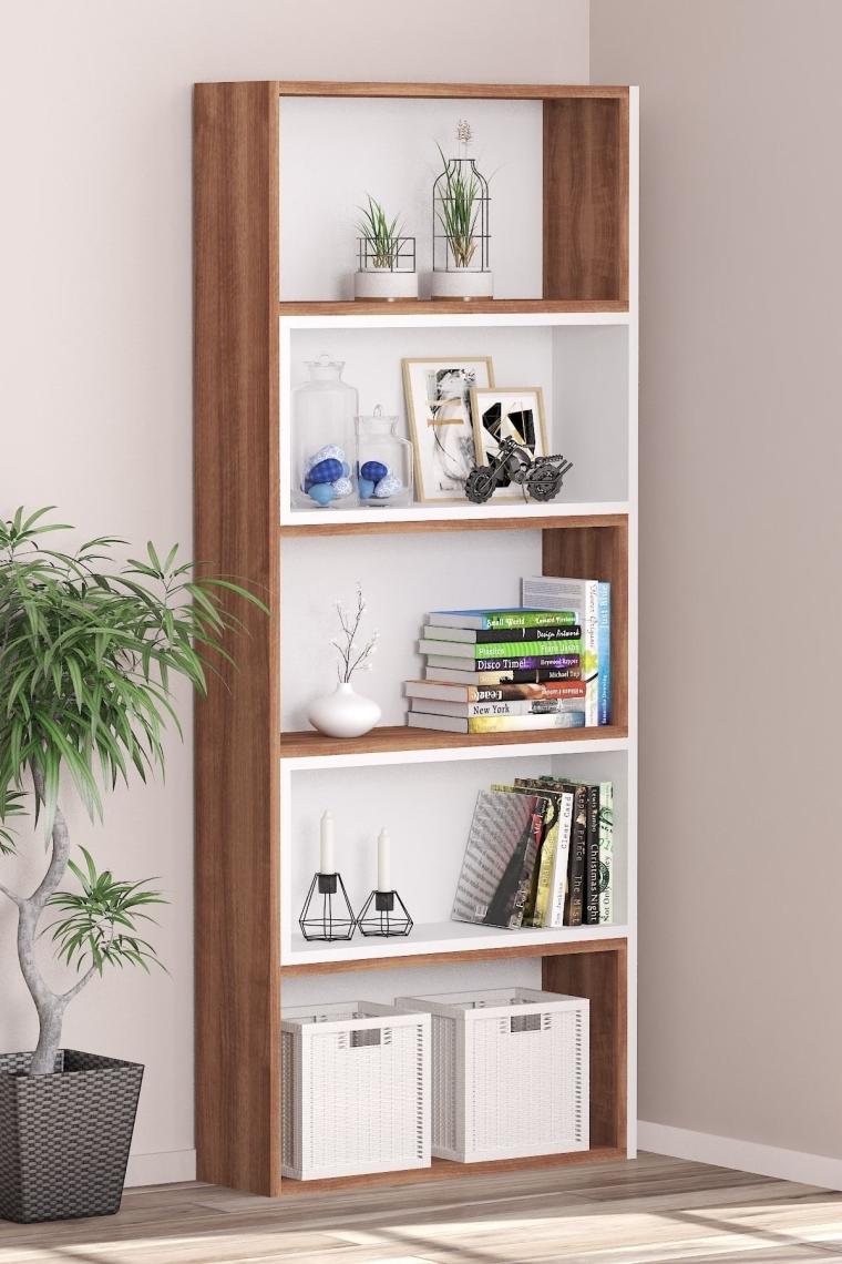 Bicabin Ayarlanabilir Raflı Dekoratif Modüler Kitaplık Beyaz Garda Decorative Bookshelf