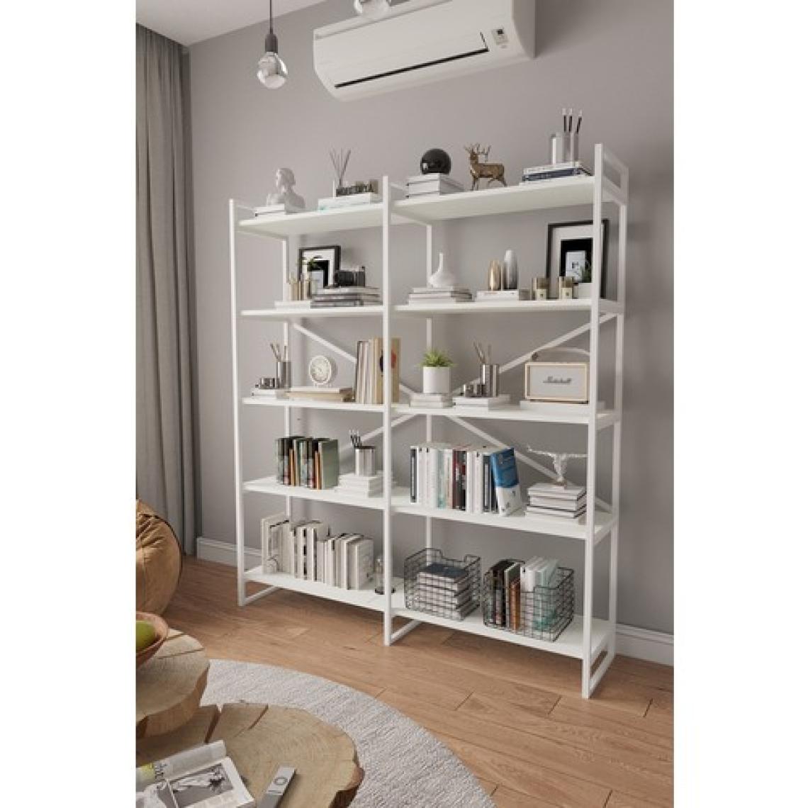 Mobitopya B.D Nilamu 150 cm Kitaplık / Metal Aksamlı / Açık Raf / Organizer / Ofis / Ev / 5 Raflı Kitaplık