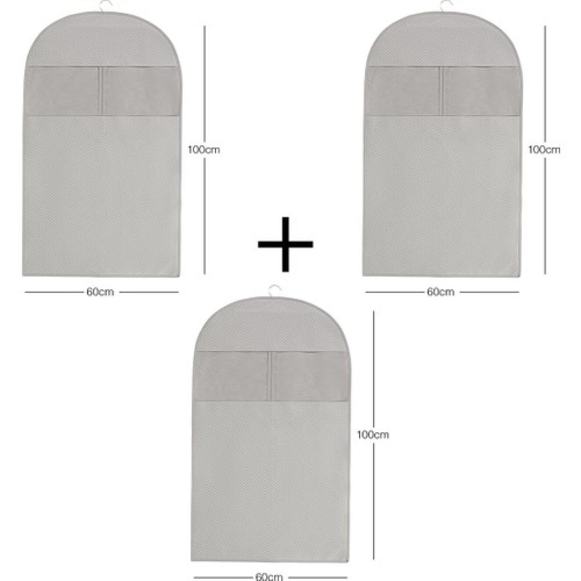 Ocean Home Textile 3 Adet Gri Balıksırtı Elbise Kılıfı Takım Elbise Kılıfı Kıyafet Taşıma Kılıfı Gamboç 60x100 cm