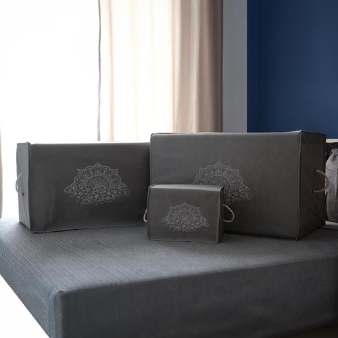 Cuty Home Ok Home Ev Tekstil Baskılı Gri Hurç 3'lü Set