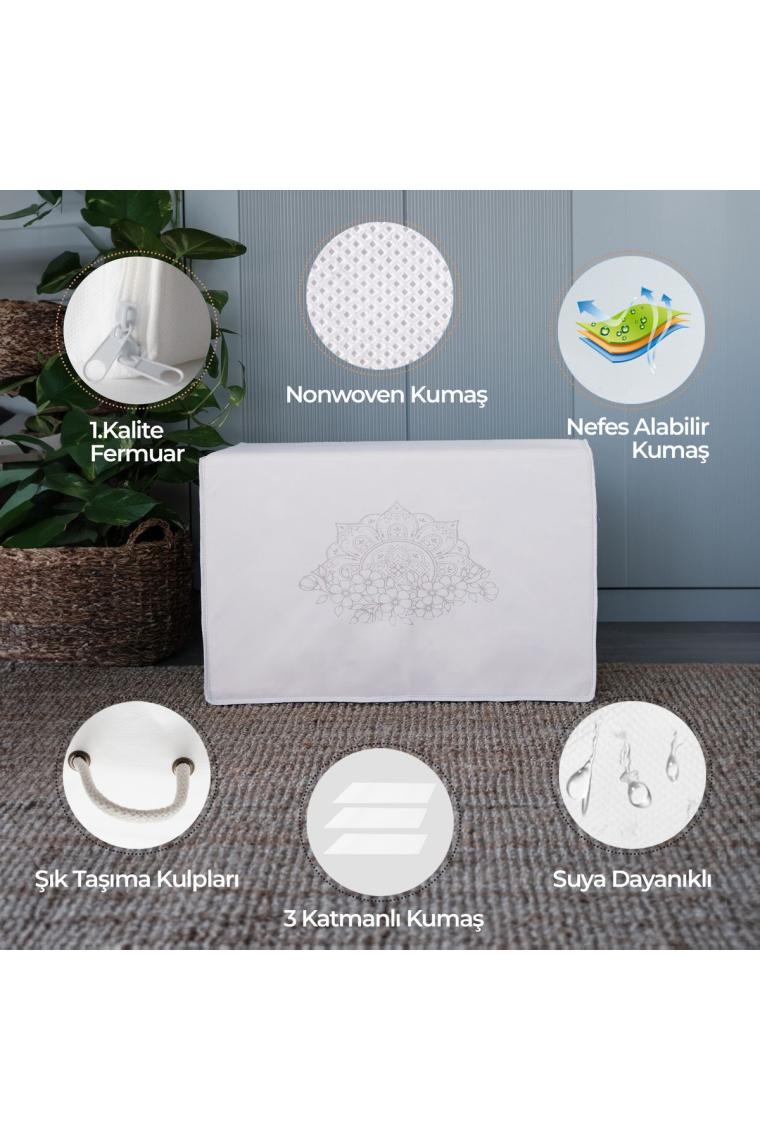 Cuty Home Ok Home Ev Tekstil Baskılı Beyaz Hurç 3'lü Set