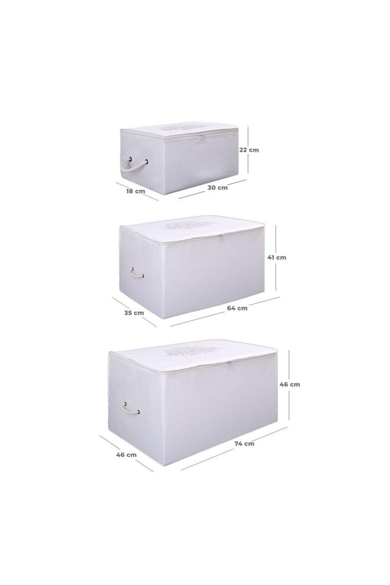 Cuty Home Ok Home Ev Tekstil Baskılı Beyaz Hurç 3'lü Set