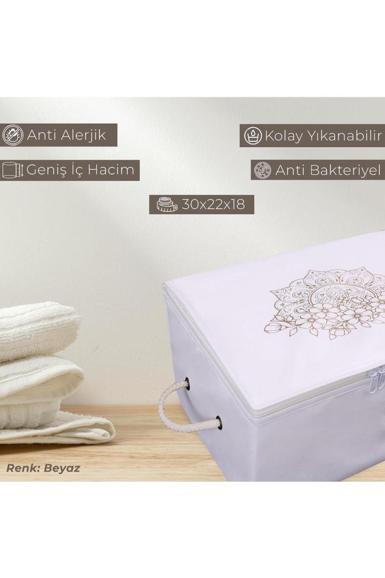 Cuty Home Ok Home Ev Tekstil Baskılı Beyaz Hurç 3'lü Set