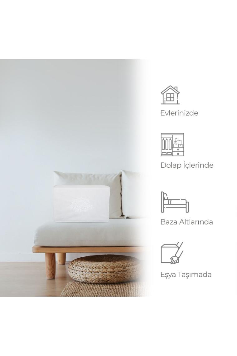 Cuty Home Ok Home Ev Tekstil Baskılı Beyaz Hurç 3'lü Set