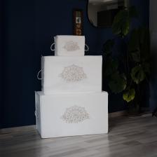 Cuty Home Ok Home Ev Tekstil Baskılı Beyaz Hurç 3'lü Set