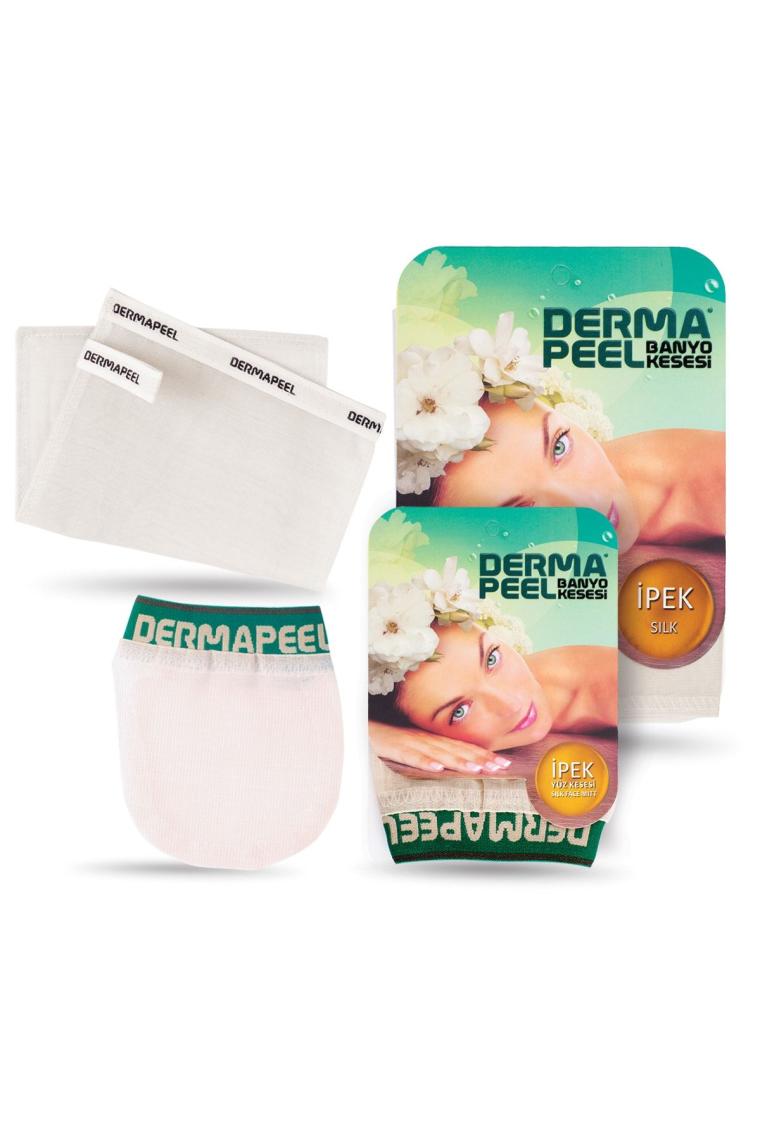 Doğal Ipek Banyo Kesesi + Doğal Ipek Yüz Kesesi Set