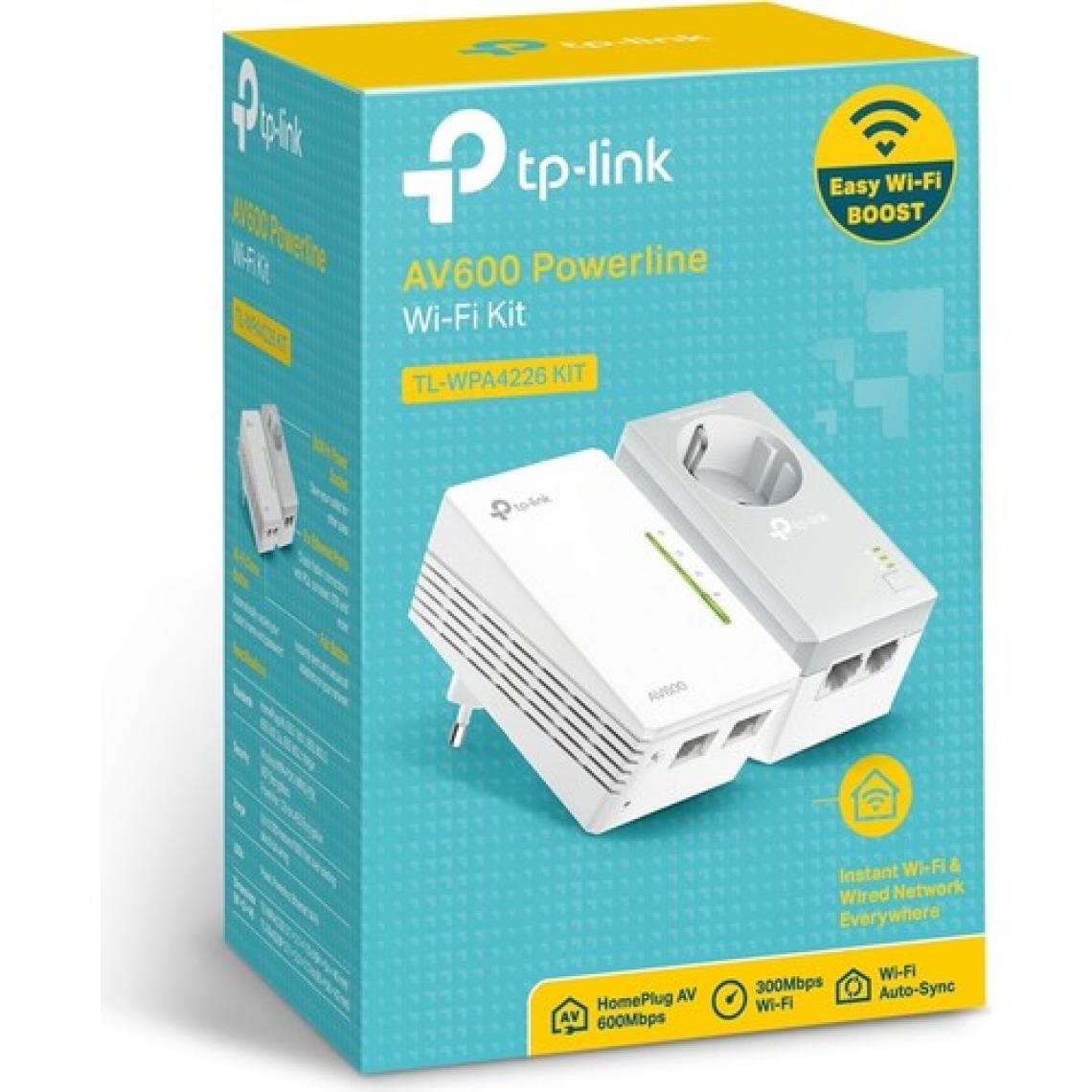TP-Link TL-WPA4226 KIT | Powerline Adaptör Seti | AV600 + N300 Mbps | WiFi Destekli | Ethernet Port | Tak ve Çalıştır | Kolay Kurulum | Tüm Modem ve Router Modelleri ile Uyumludur