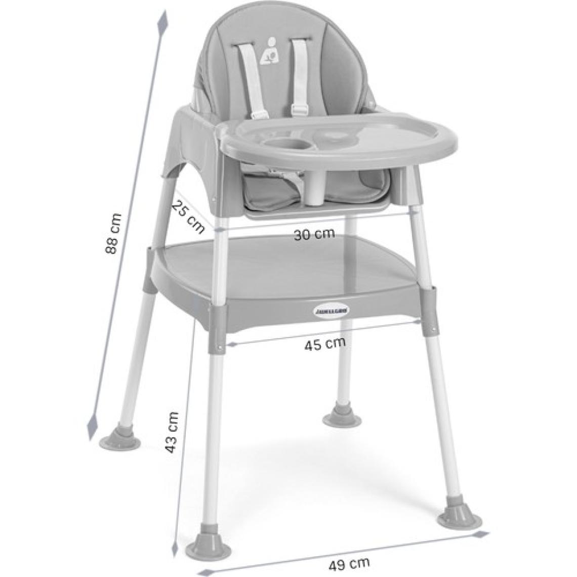 Wellgro Pretty 3 in1 Çalışma Masalı Mama Sandalyesi Gri