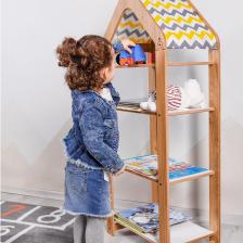 Minera Bebek/Çocuk Odası Ahşap Çok Amaçlı Raf, Oyuncak Toplama, Kitaplık - 4 Raflı