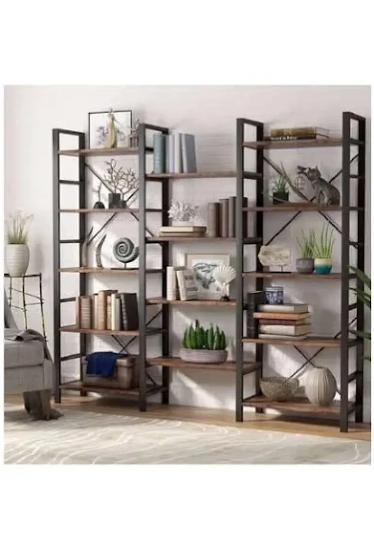Rani Hc107 Metal 14 Raflı Geniş Kitaplık Ofis Çalışma Odası Çocuk Odası Sepet Ceviz