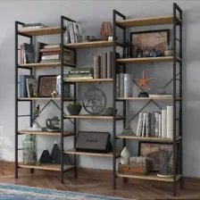 Rani Hc107 Metal 14 Raflı Geniş Kitaplık Ofis Çalışma Odası Çocuk Odası Sepet Ceviz