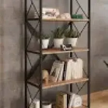 Morpanya Sera Metal Kitaplık 5 Raflı Çok Amaçlı Dosya Kitap Rafı Ofis Salon Mutfak Raf 150 cm Ceviz