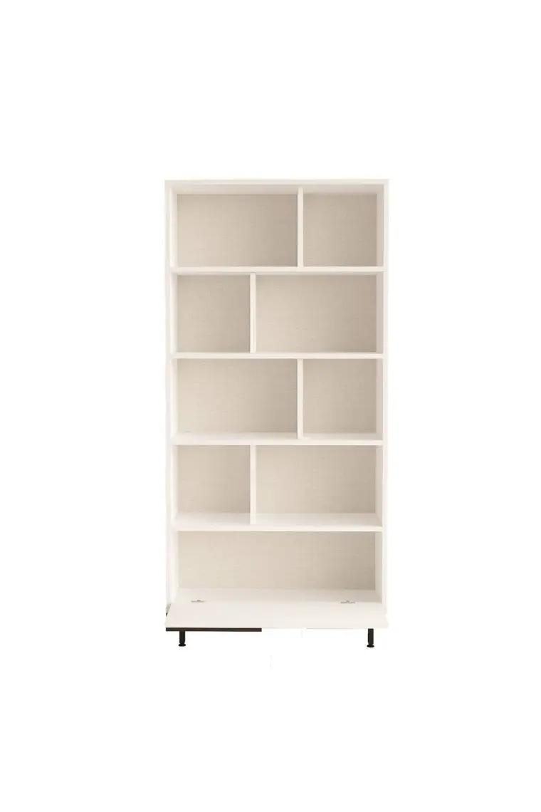 Yurudesign Ocean Kitaplık Raf Metal Ayaklı 176CM Kapaklı Beyaz On4-W