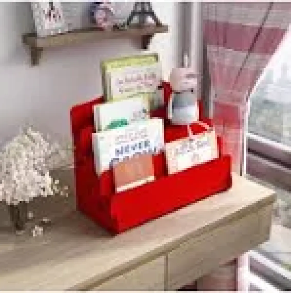Mingitav Mini Lucky 4 Raflı Ahşap Masaüstü Mini Kitaplık Montessori Çocuk Kitaplığı Çocuk Odası Kitaplık