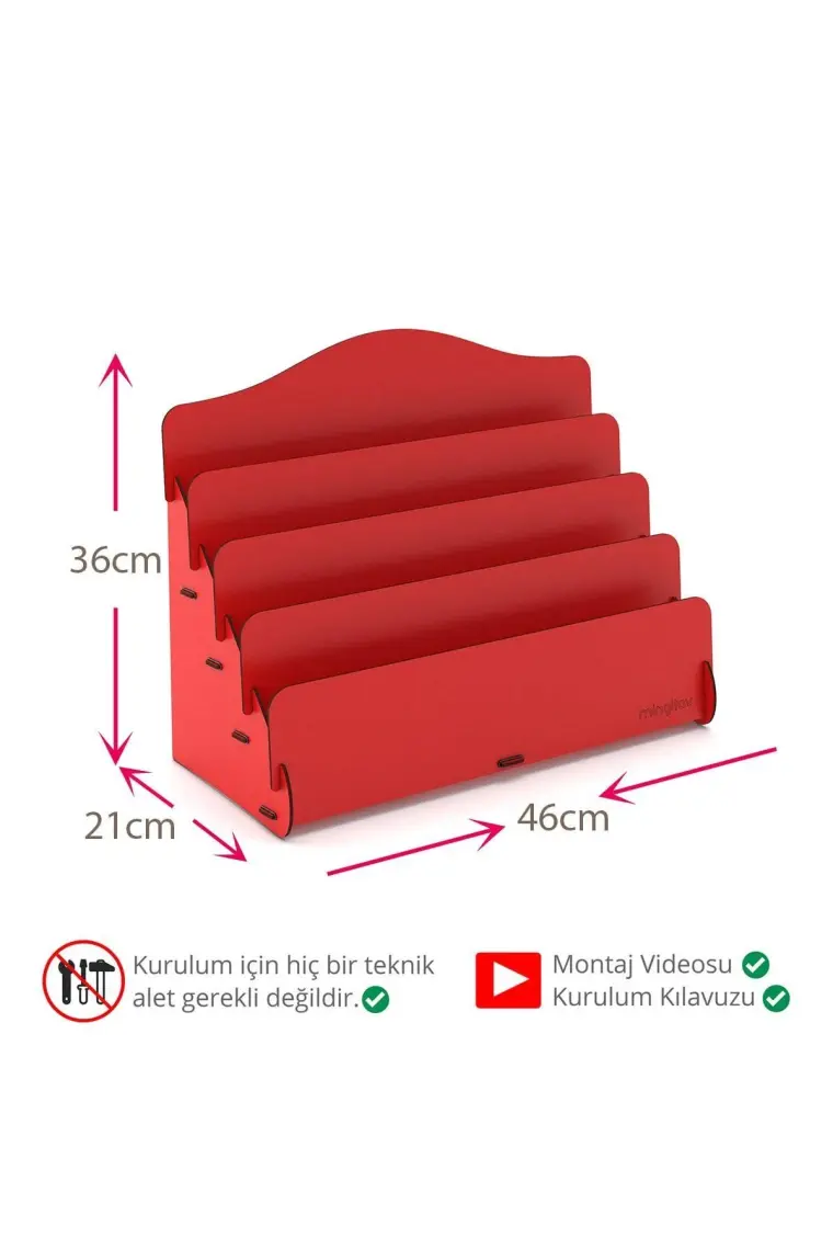 Mingitav Mini Lucky 4 Raflı Ahşap Masaüstü Mini Kitaplık Montessori Çocuk Kitaplığı Çocuk Odası Kitaplık