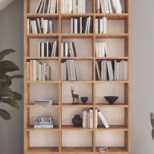Çok Raflı Kitaplık Kütüphane Hareketli Raflı Dekoratif Kitaplık Geniş Kitaplık Çam