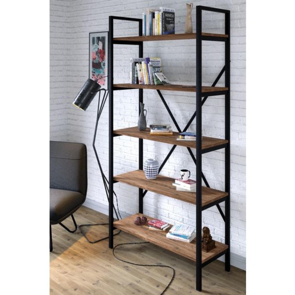 Ceramical Metal Ayaklı 5 Raflı Kitaplık - 90x180cm - Çam