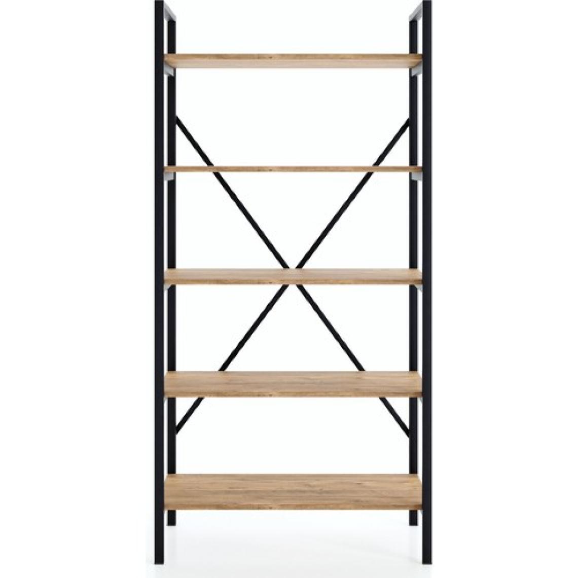 Ceramical Metal Ayaklı 5 Raflı Kitaplık - 90x180cm - Çam