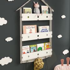 Mingitav Maison Çatılı Askılı Ahşap Eğitici Montessori Çocuk Odası Kitaplık