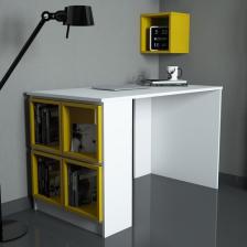 Variant Box Çalışma Masası Ve Kitaplık Takımı Beyaz Sarı
